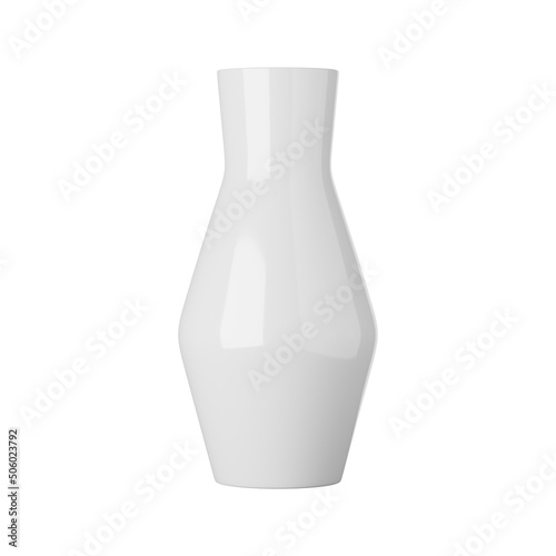 White ceramic vase isolated on white background, 3d rendering