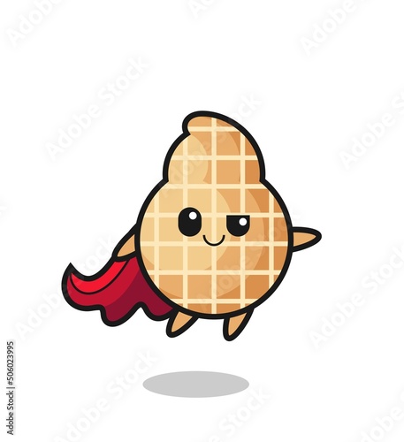 cute peanut superhero character is flying