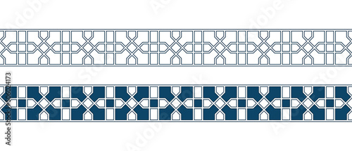 Set of borders of Islamic pattern for Ramadan greetings cards and templates. Vector illustration.