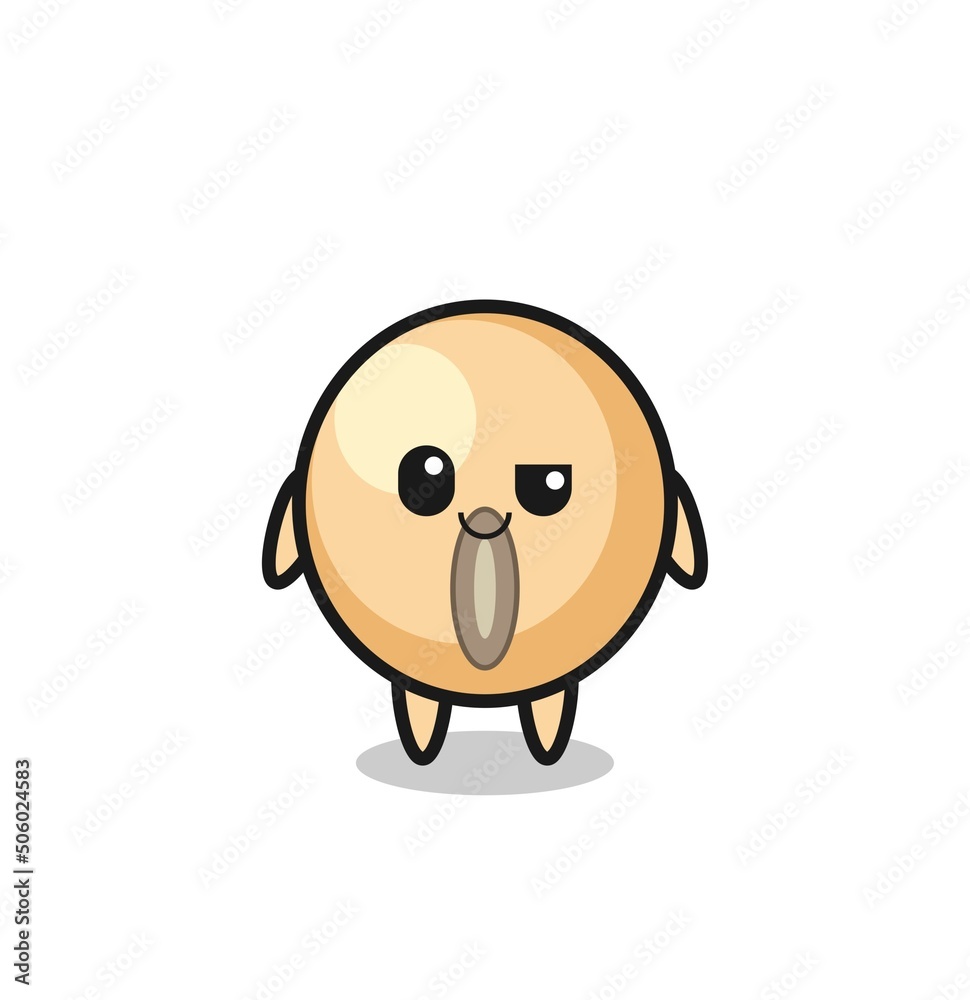 soy bean cartoon with an arrogant expression