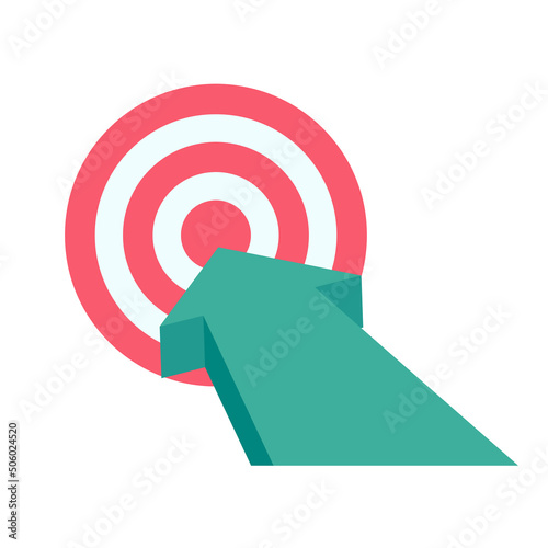 arrow pointing towards the target The concept of striving for success