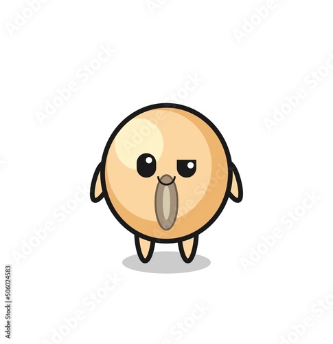 soy bean cartoon with an arrogant expression