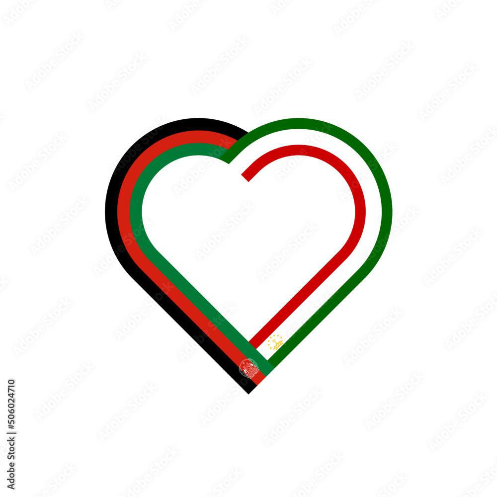 unity concept. heart ribbon icon of afghanistan and tajikistan flags. vector illustration isolated on white background unity concept. heart ribbon icon of afghanistan and tajikistan flags. vector illustration isolated on white background