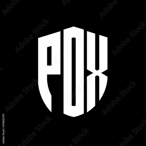 PDX letter logo design. PDX modern letter logo with black background. PDX creative  letter logo. simple and modern letter logo. vector logo modern alphabet font overlap style. Initial letters PDX  photo