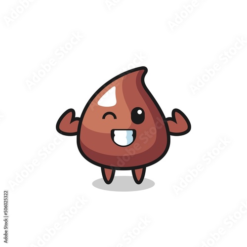 the muscular choco chip character is posing showing his muscles