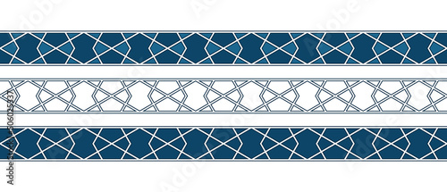 Set of borders of Islamic pattern for Ramadan greetings cards and templates. Vector illustration.