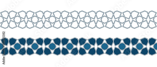 Set of borders of Islamic pattern for Ramadan greetings cards and templates. Vector illustration.