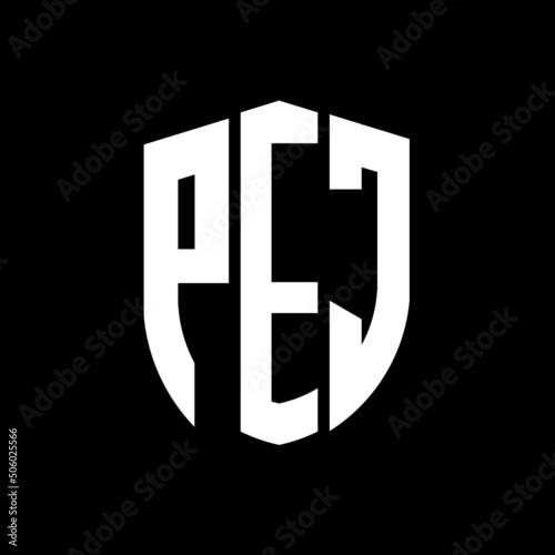 PEJ letter logo design. PEJ modern letter logo with black background. PEJ creative  letter logo. simple and modern letter logo. vector logo modern alphabet font overlap style. Initial letters PEJ   photo