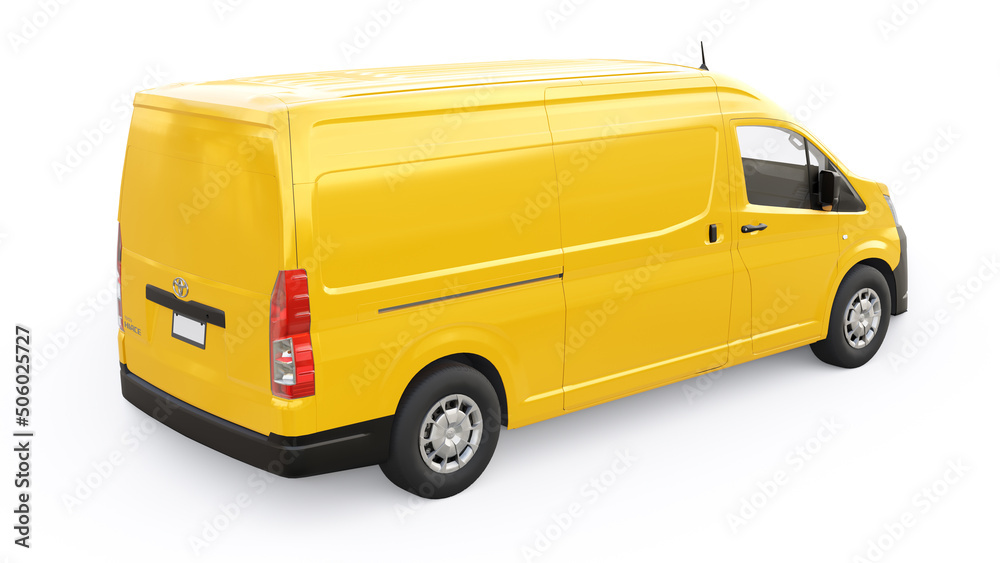 Tokyo, Japan. April 12, 2022: Toyota Hiace. Yellow commercial van for ...