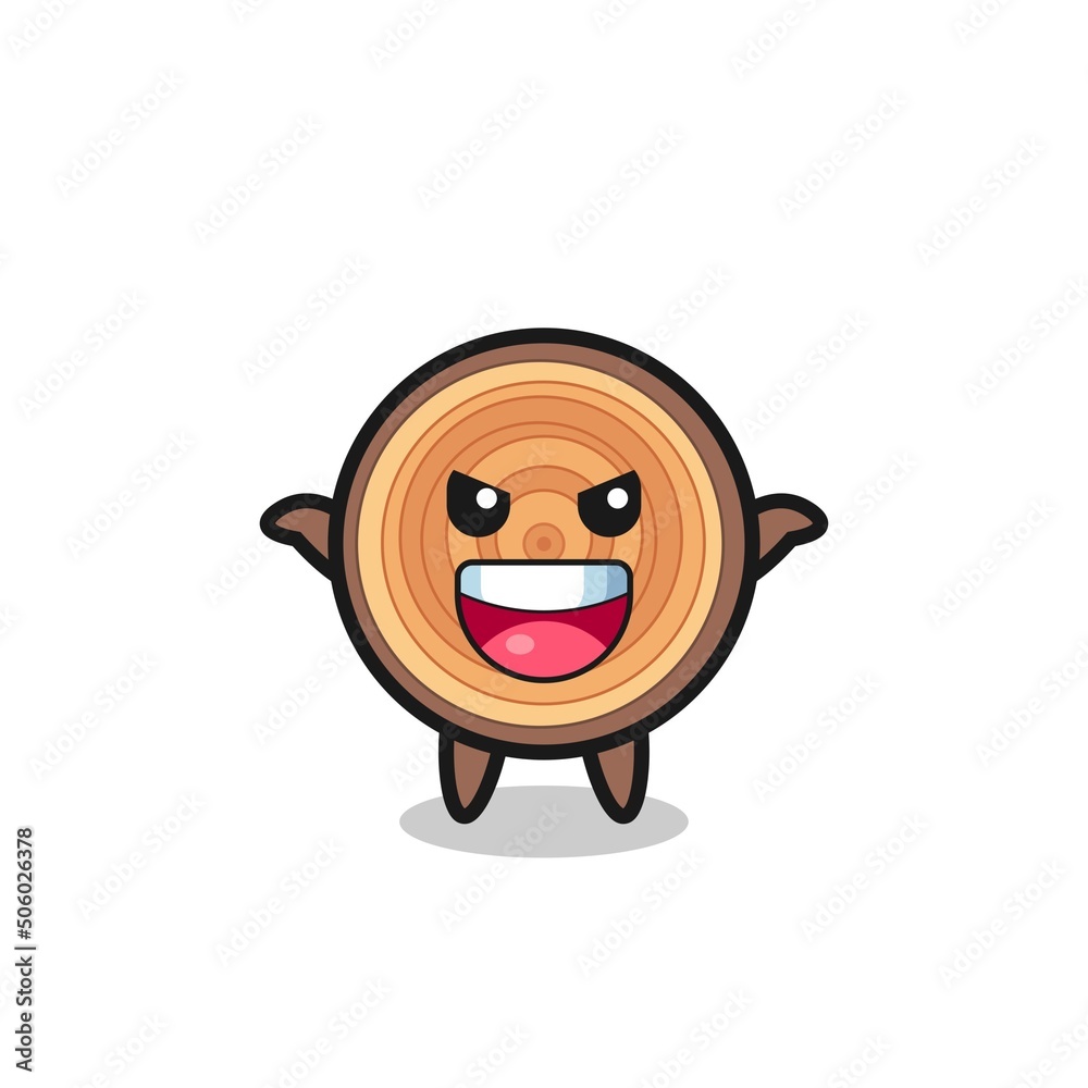 the illustration of cute wood grain doing scare gesture