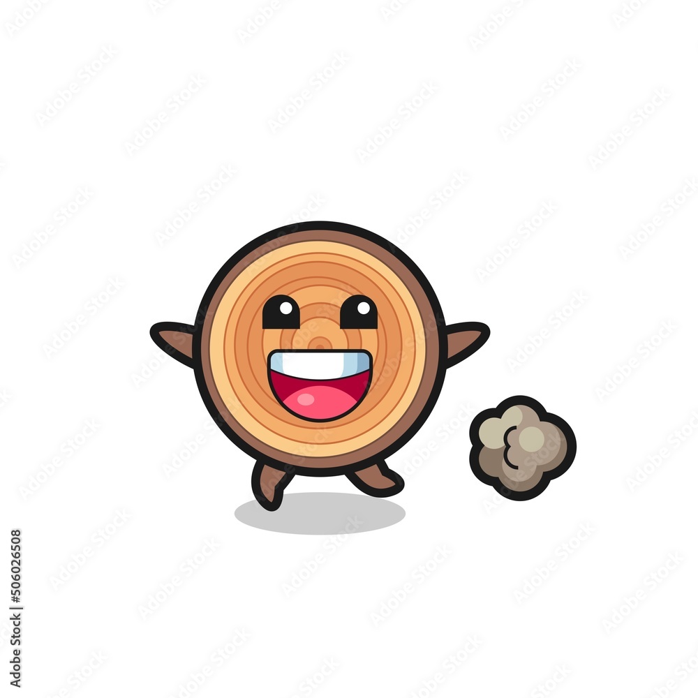 the happy wood grain cartoon with running pose