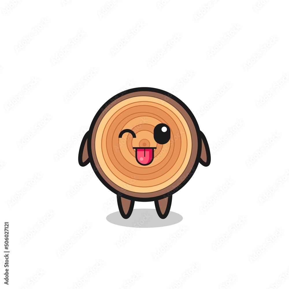 cute wood grain character in sweet expression while sticking out her tongue cute wood grain character in sweet expression while sticking out her tongue