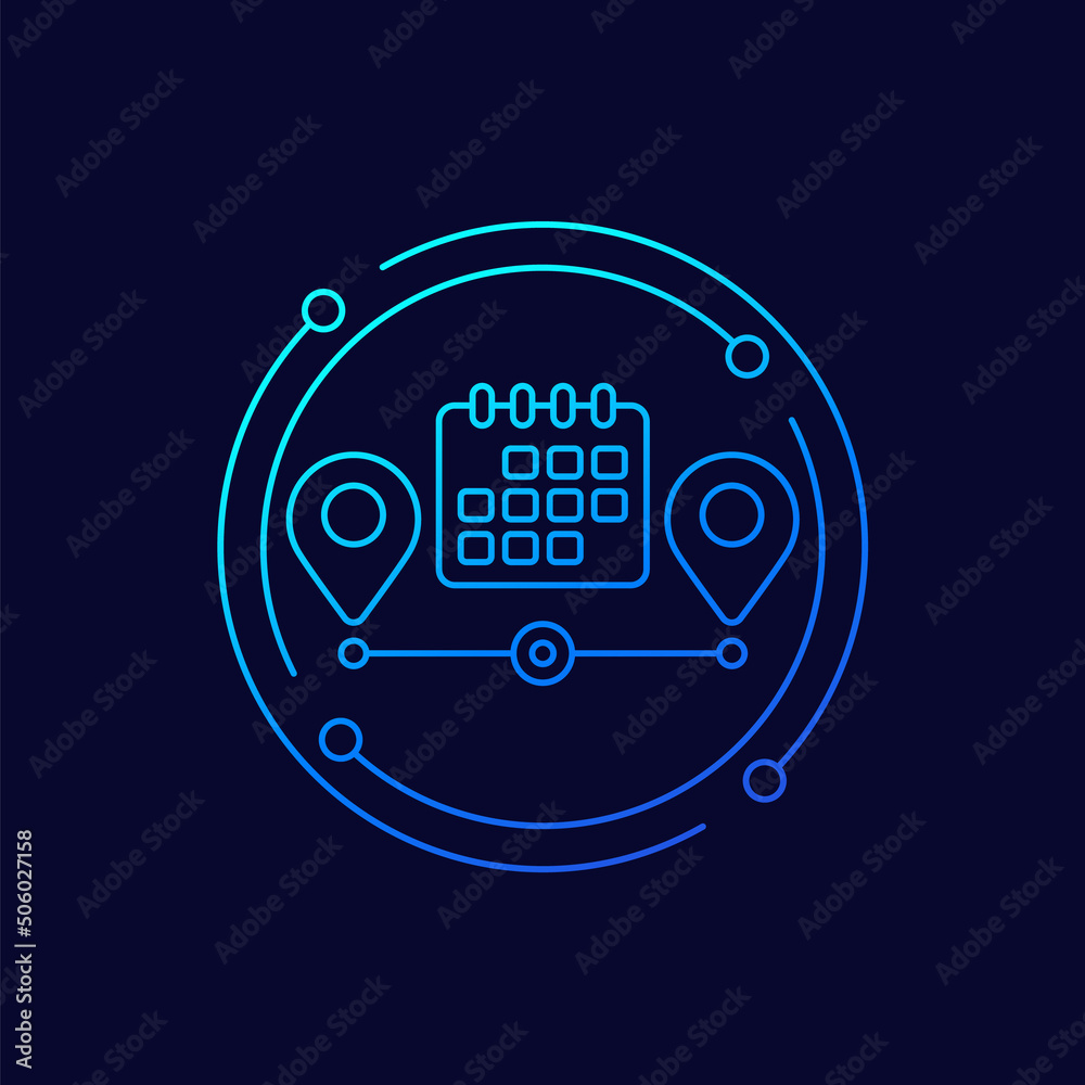 Fototapeta premium delivery schedule icon with a calendar, linear design