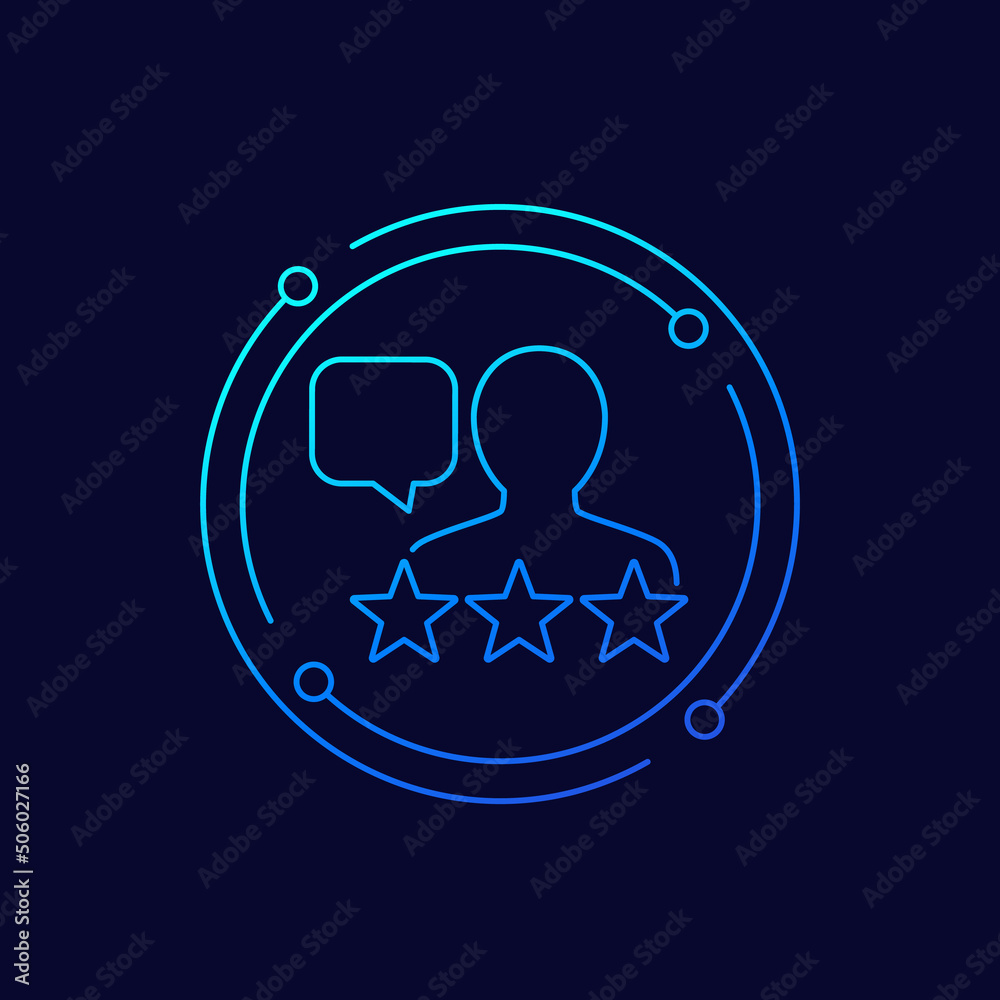 Customer review and feedback icon, linear design Customer review and feedback icon, linear design