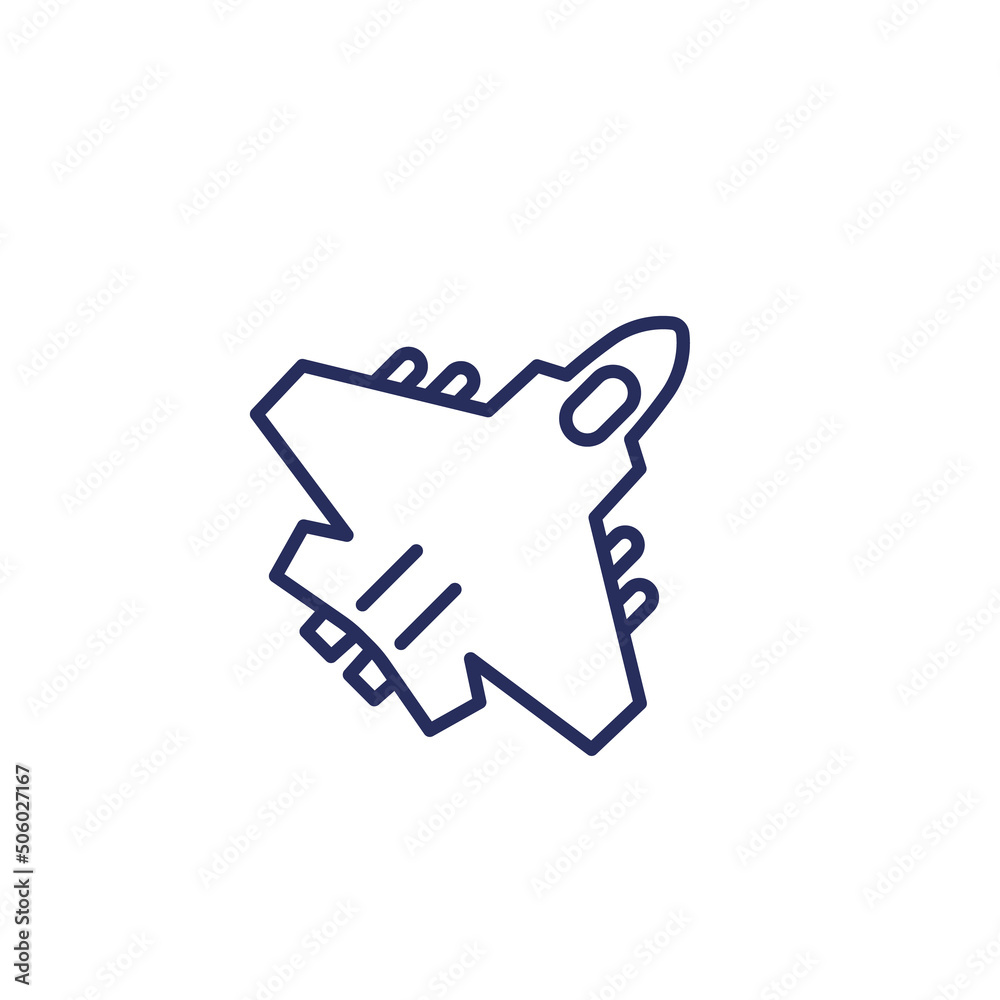 Obraz premium fighter jet, combat aircraft line icon