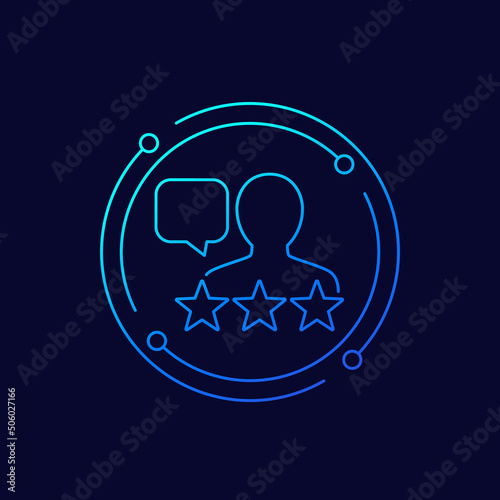 Customer review and feedback icon, linear design