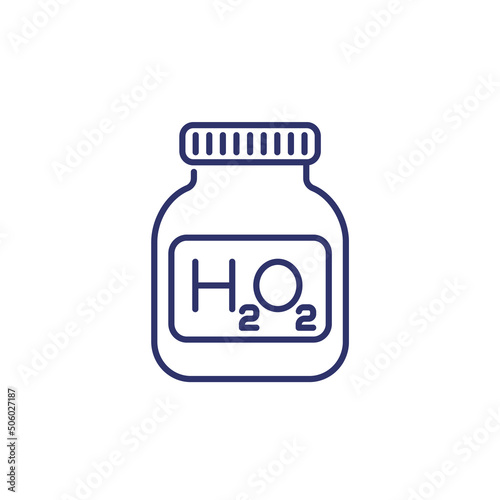hydrogen peroxide, h2o2 line icon on white