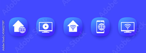 home internet, mobile traffic and smart tv provider vector icons