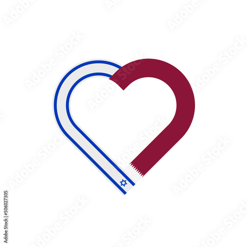 unity concept. heart ribbon icon of israel and qatar flags. vector illustration isolated on white background