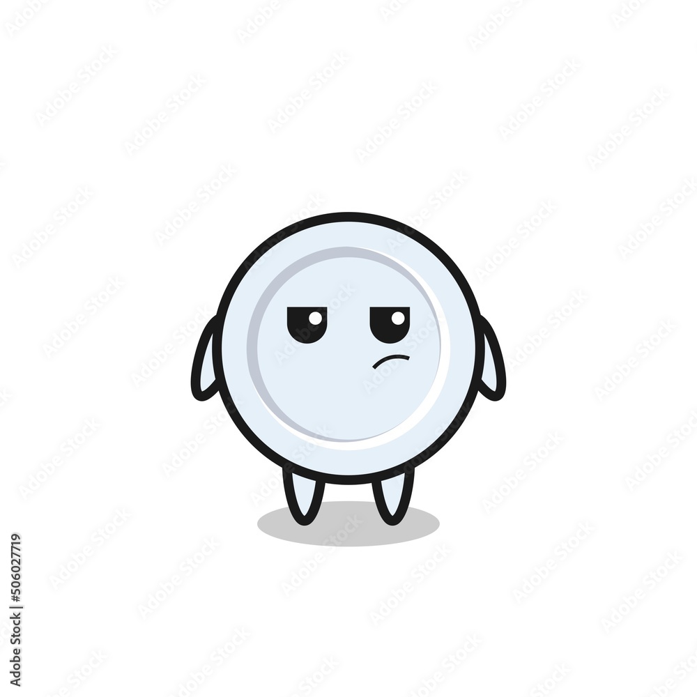 cute plate character with suspicious expression cute plate character with suspicious expression
