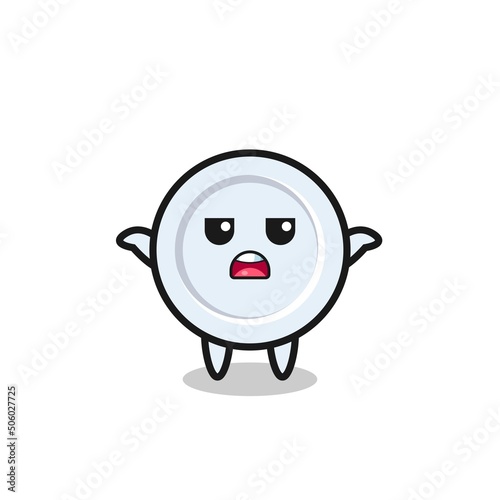 plate mascot character saying I do not know