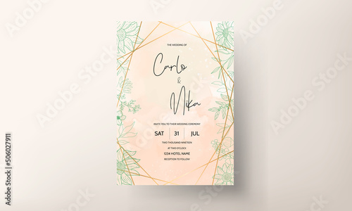 elegant monoline floral wedding invitation card design © mariadeta