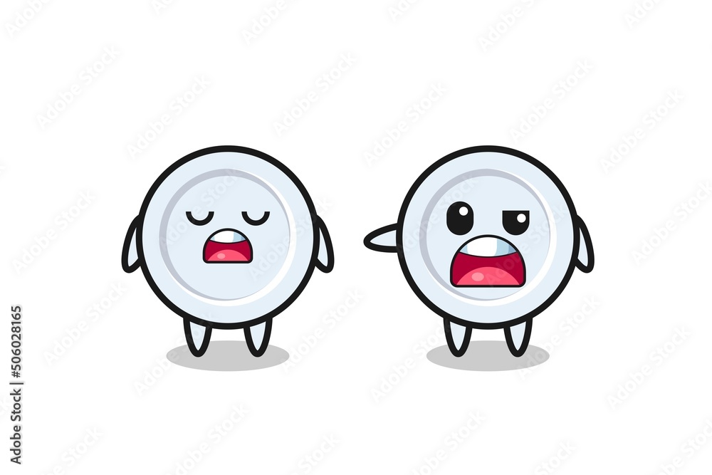illustration of the argue between two cute plate characters illustration of the argue between two cute plate characters