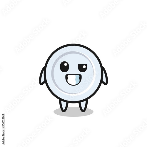 cute plate mascot with an optimistic face