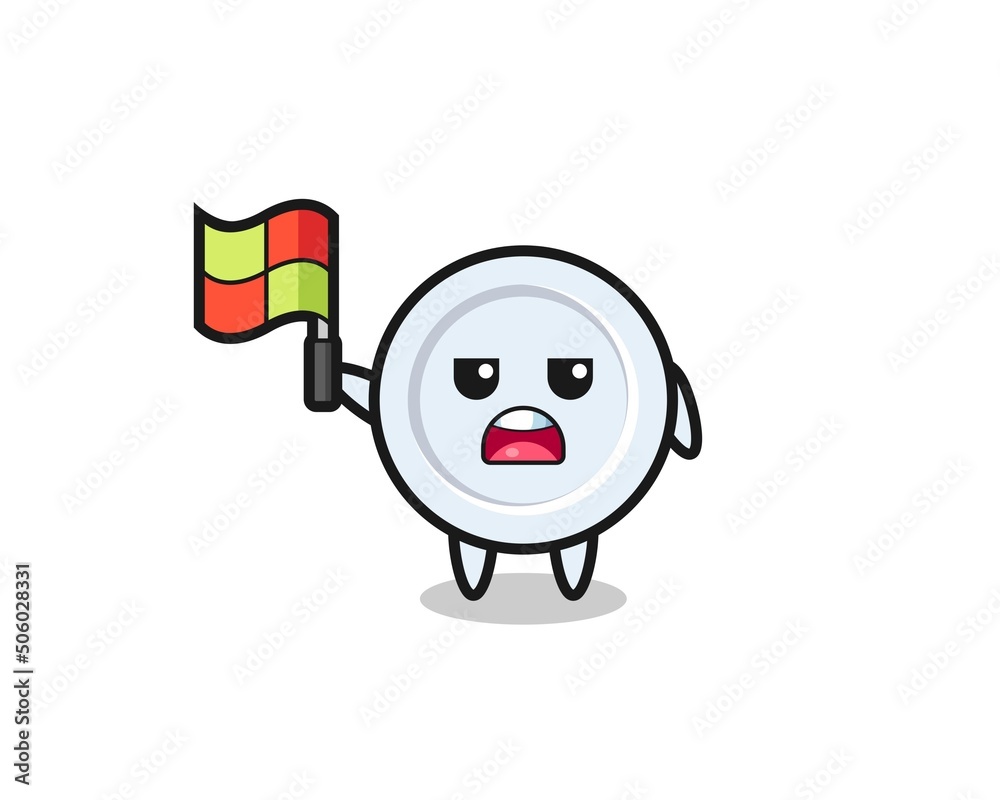 plate character as line judge putting the flag up plate character as line judge putting the flag up