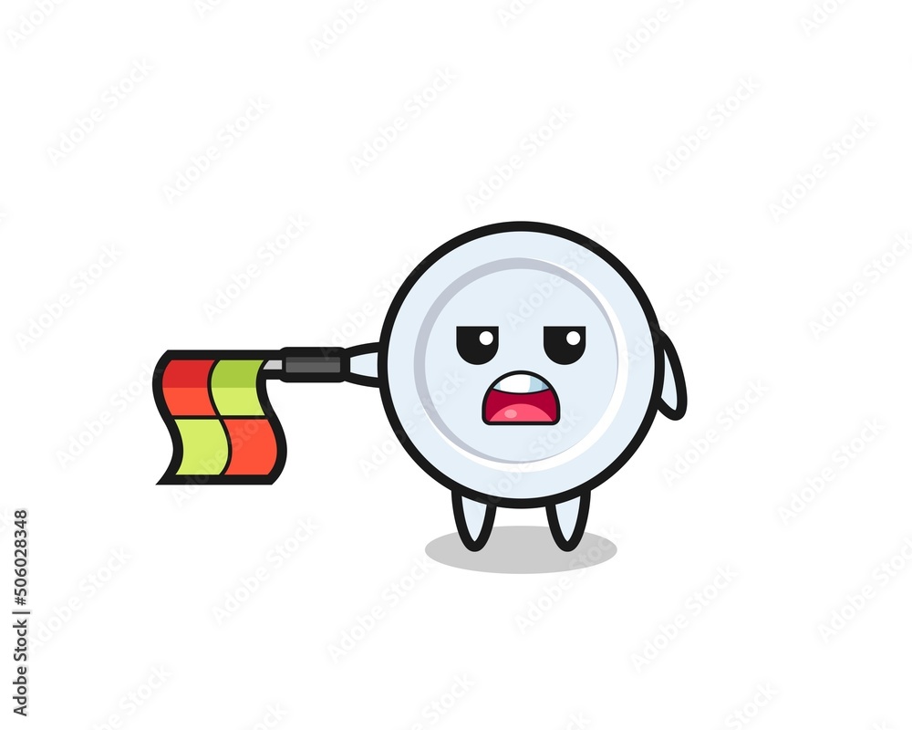 plate character as line judge hold the flag straight horizontally plate character as line judge hold the flag straight horizontally