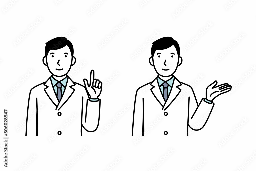 案内をする男性医師