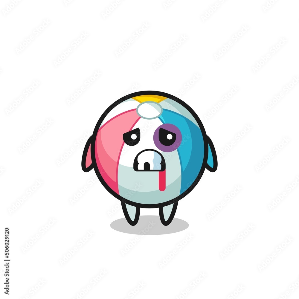 injured beach ball character with a bruised face injured beach ball character with a bruised face