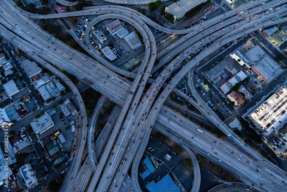The interchange of Los Angeles USA during the rush hour