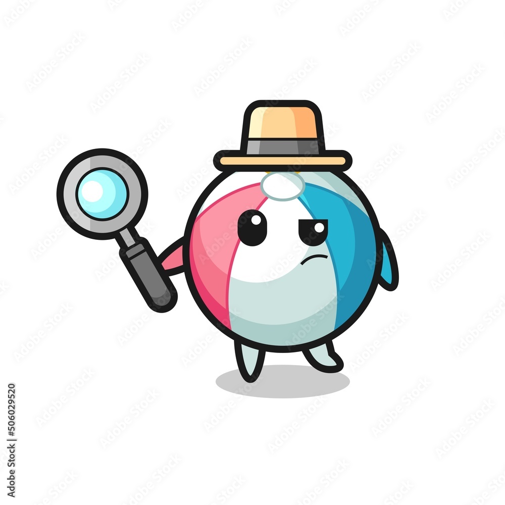 Obraz premium beach ball detective character is analyzing a case