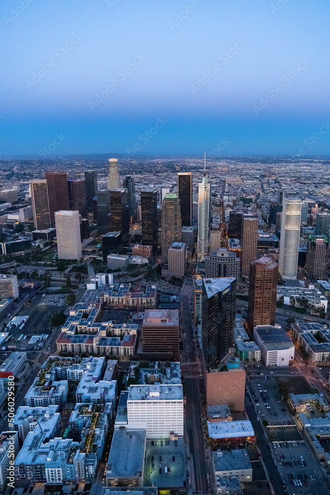 Fototapeta premium The downtown Los Angeles California USA during the blue hour
