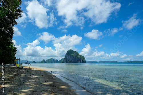 Las Cabanas beach in El Nido., Palawan, Philippines. photo