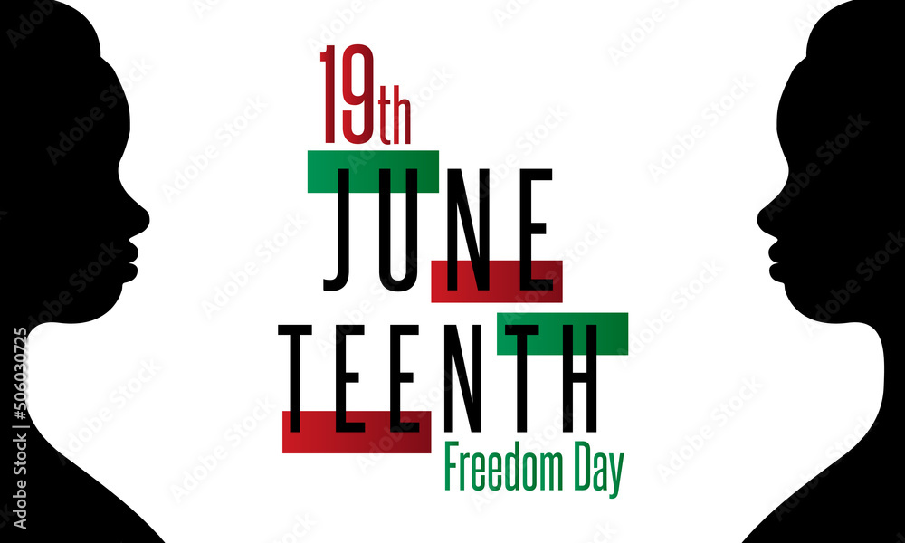 Juneteenth Freedom Day poster with black woman, celebrate freedom, emancipation day on 19 June, African-American history and heritage.
