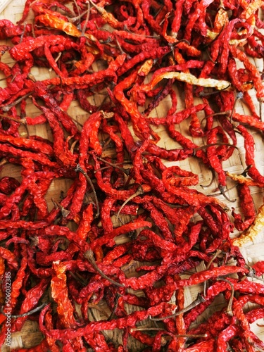 dried red chili background to dry