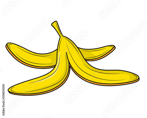 Banana peel in clipart style isolated on white background. Vector illustration.