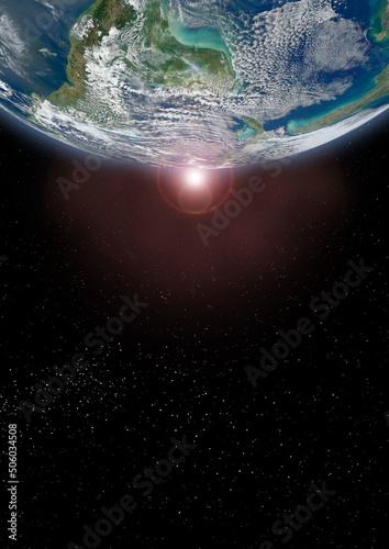 Planet earth. Sunrise. Elements of this image furnished by NASA.