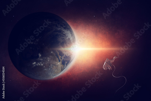 Fototapeta Naklejka Na Ścianę i Meble -  Planet Earth. Astronaut. Elements of this image furnished by NASA.