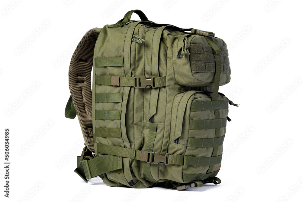 Military backpack isolated on a white background. Military backpack isolated on a white background.