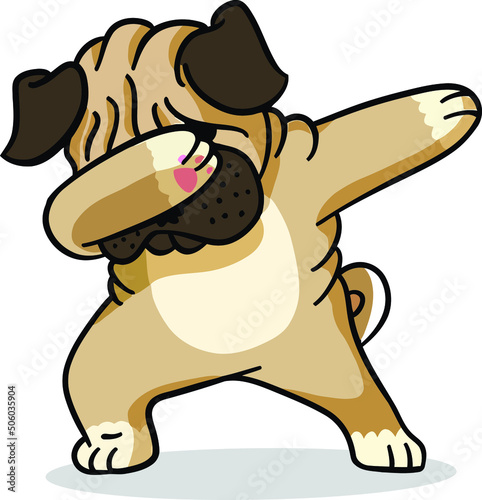 Cute dog dabbing dance and wait for long
