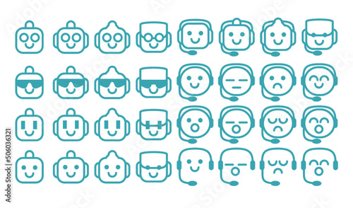 チャットボットロボットアイコンセット