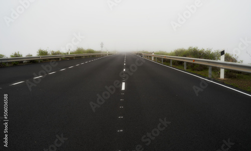 Highway heading into the fog