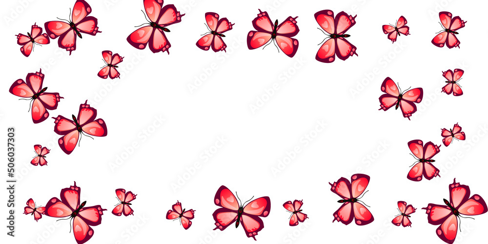 Exotic red butterflies isolated vector wallpaper. Summer pretty moths ...