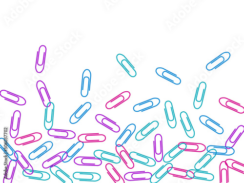 Stationary paperclips isolated on white background