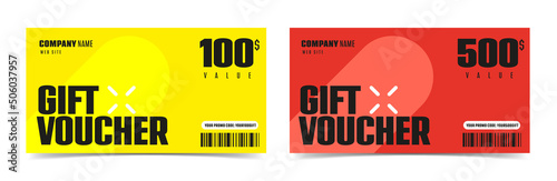 Gift voucher with 100 and 500 dollar discount