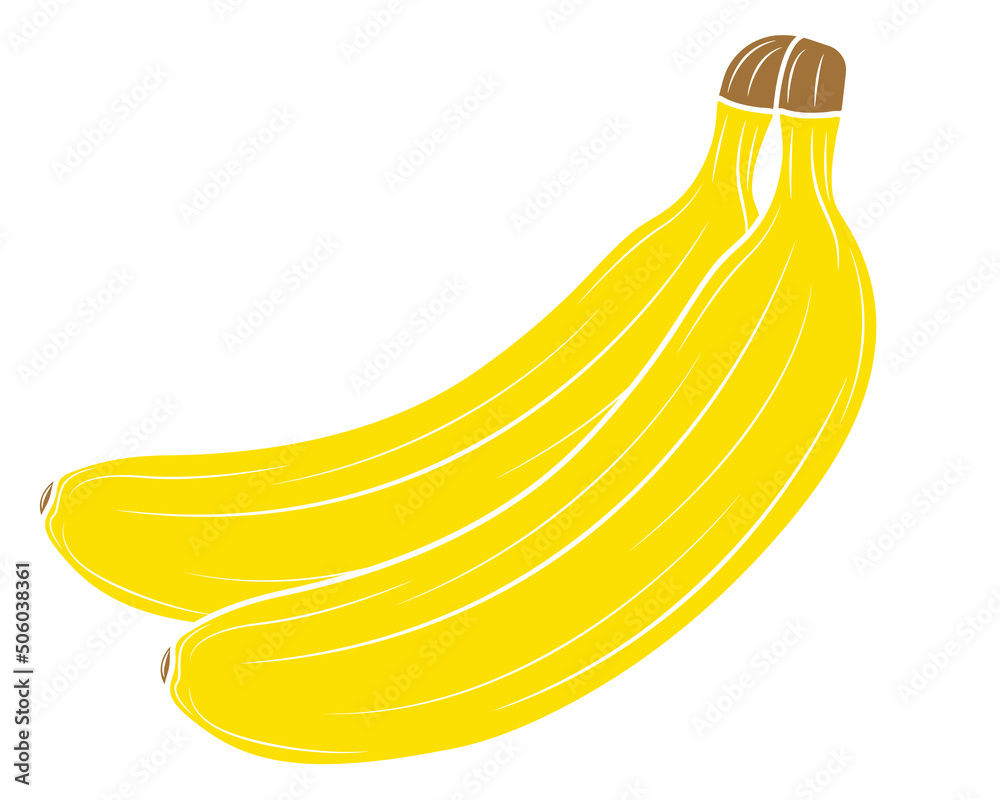 Bunch of bananas isolated on white background in clipart style. Vector illustration.