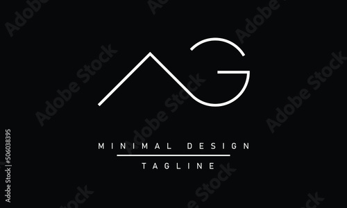 AG or GA Minimal Logo design Vector Art Illustration